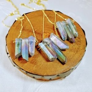 SALE! NWT Aura Angel Quartz Necklace 14K gold 20"